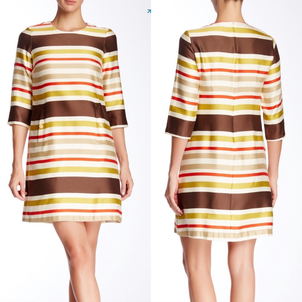 NWT J.McLaughlin Viv Jewel Autumn Striped Dress, 0
